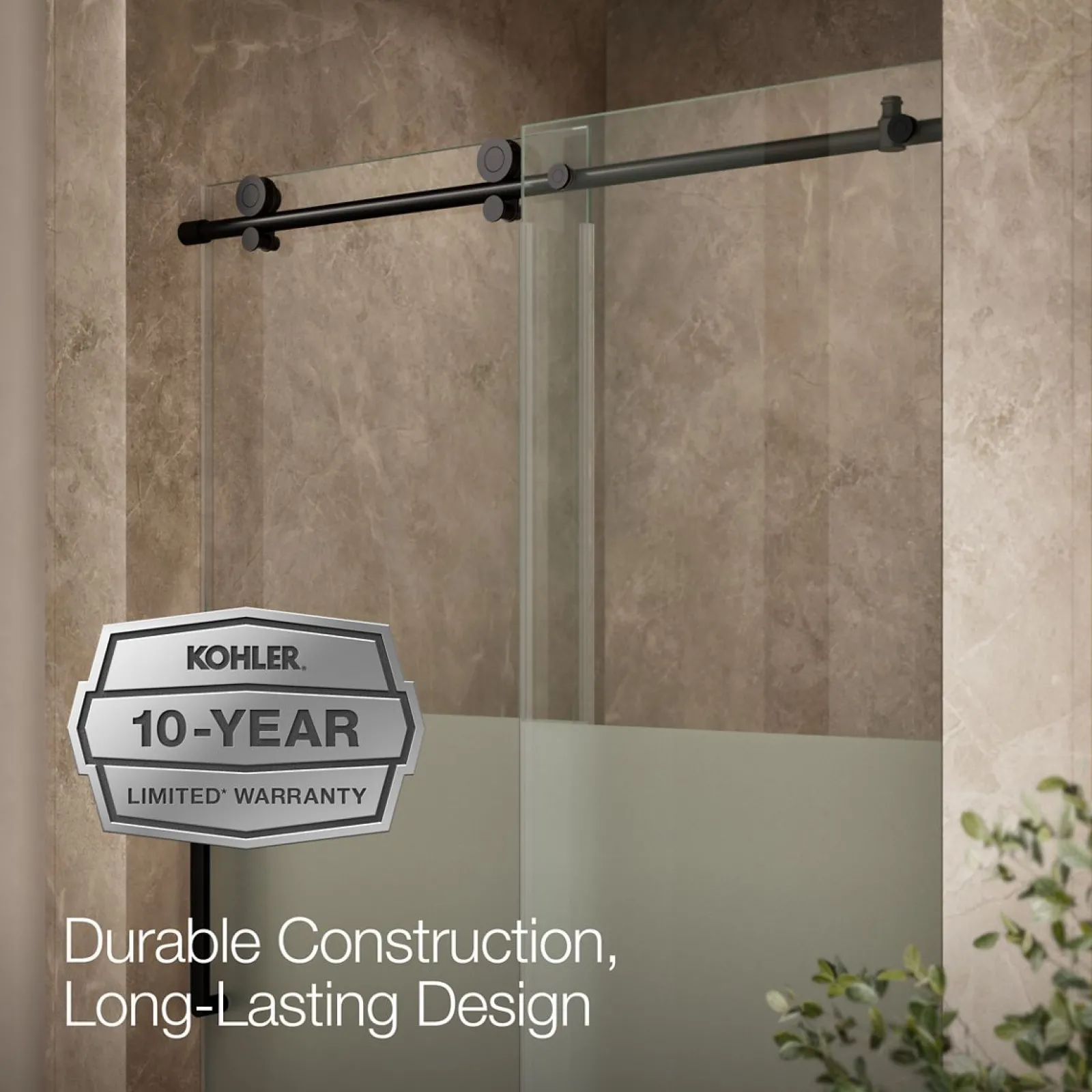 44-1/8"-47-7/8" W x 78" H sliding shower door with 3/8"-thick Crystal Clear glass^Kohler