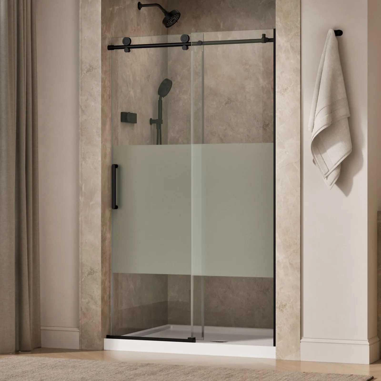 44-1/8"-47-7/8" W x 78" H sliding shower door with 3/8"-thick Crystal Clear glass^Kohler