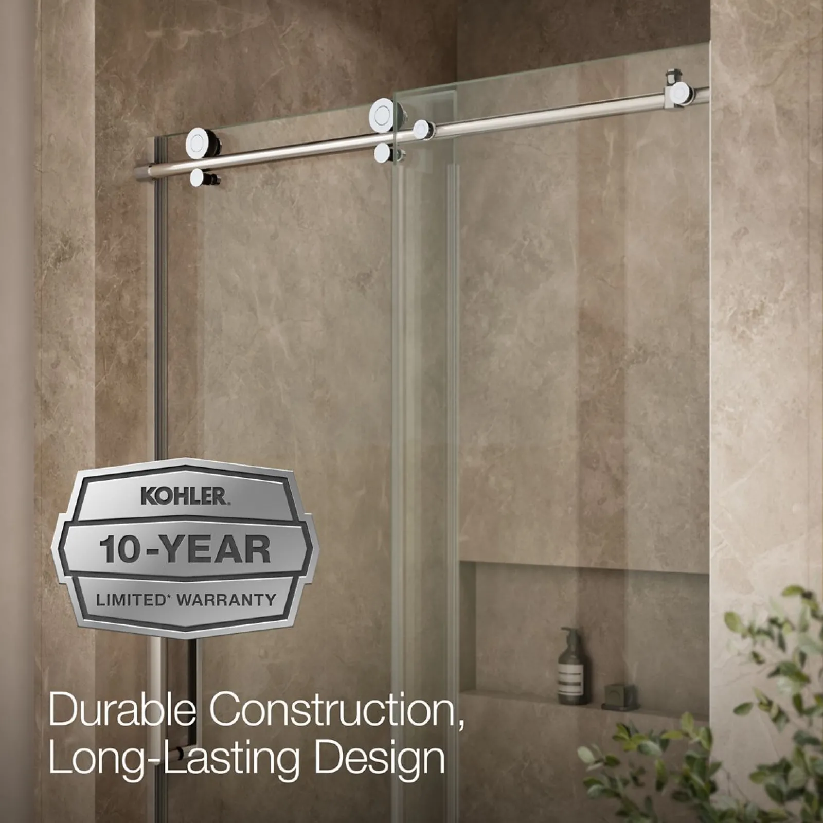 44-5/8"-47-7/8" W x 78" H sliding shower door with 3/8"-thick Crystal Clear glass^Kohler