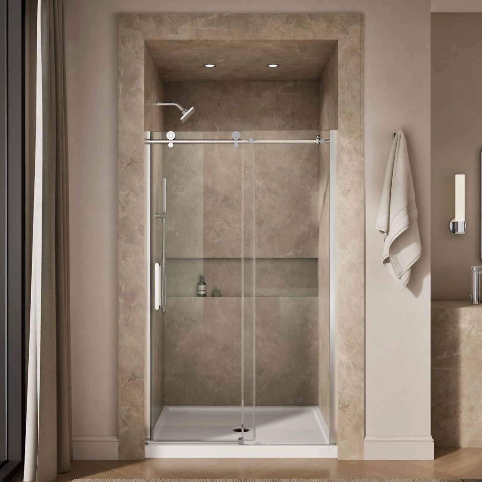 44-5/8"-47-7/8" W x 78" H sliding shower door with 3/8"-thick Crystal Clear glass^Kohler