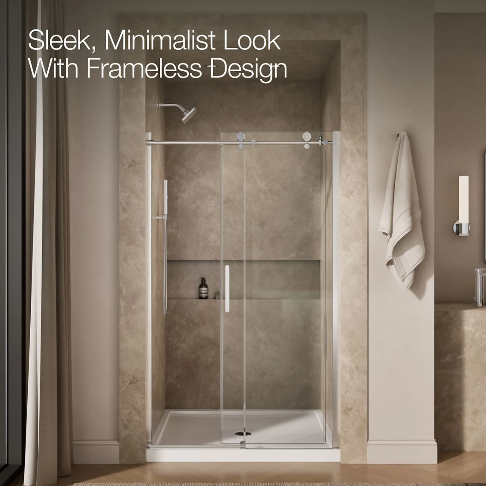 44-5/8"-47-7/8" W x 78" H sliding shower door with 3/8"-thick Crystal Clear glass^Kohler