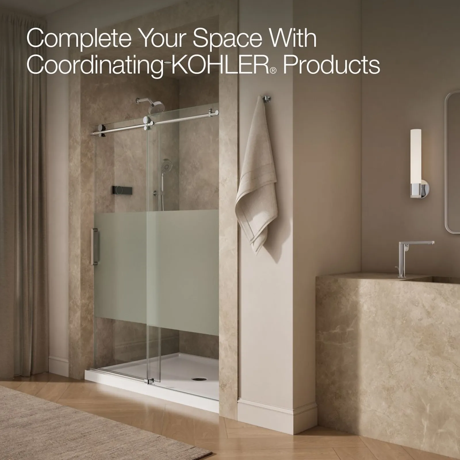 56-1/8"-59-7/8" W x 78" H sliding shower door with 3/8"-thick Crystal Clear glass^Kohler Best