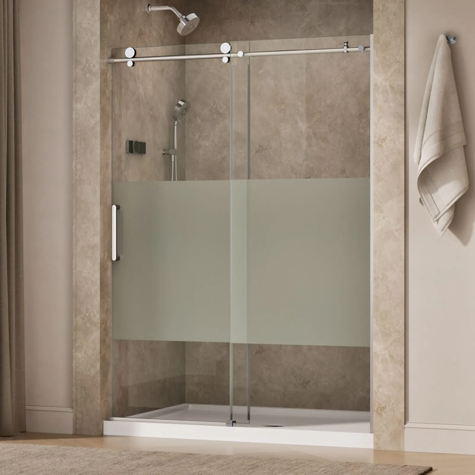 56-1/8"-59-7/8" W x 78" H sliding shower door with 3/8"-thick Crystal Clear glass^Kohler Best