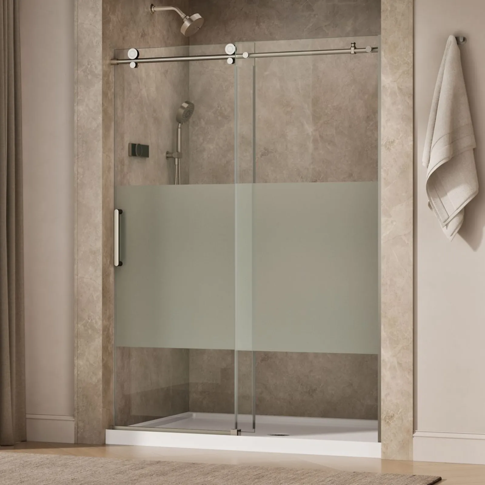 56-1/8"-59-7/8" W x 78" H sliding shower door with 3/8"-thick Crystal Clear glass^Kohler Best