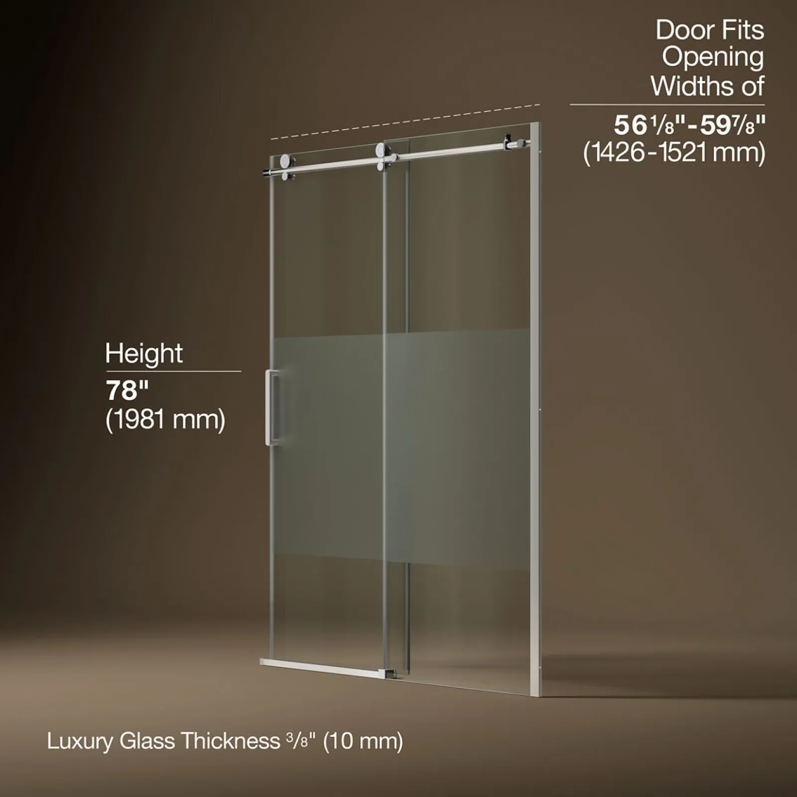 56-1/8"-59-7/8" W x 78" H sliding shower door with 3/8"-thick Crystal Clear glass^Kohler Best