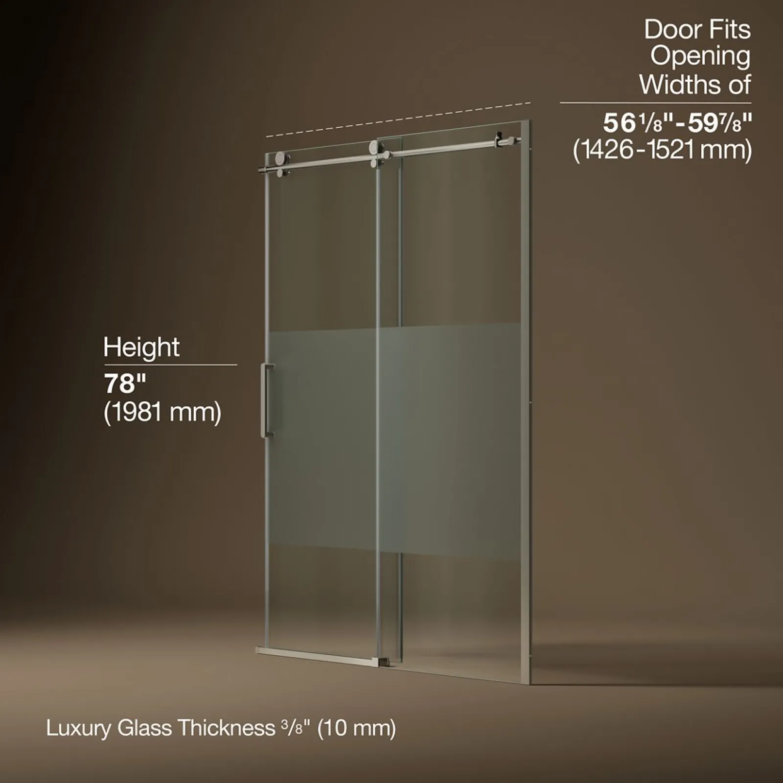 56-1/8"-59-7/8" W x 78" H sliding shower door with 3/8"-thick Crystal Clear glass^Kohler Best
