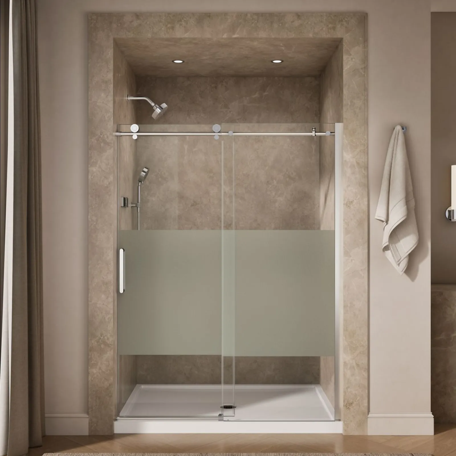 56-1/8"-59-7/8" W x 78" H sliding shower door with 3/8"-thick Crystal Clear glass^Kohler Best