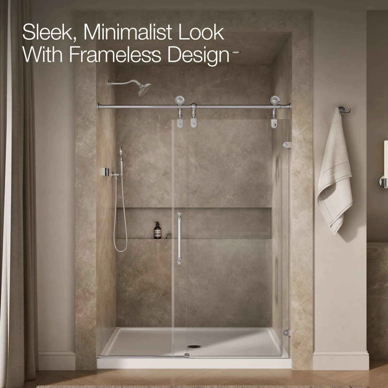 58-1/4"-59-1/4" W x 80-7/8" H sliding shower door with 3/8"-thick Crystal Clear glass^Kohler Outlet