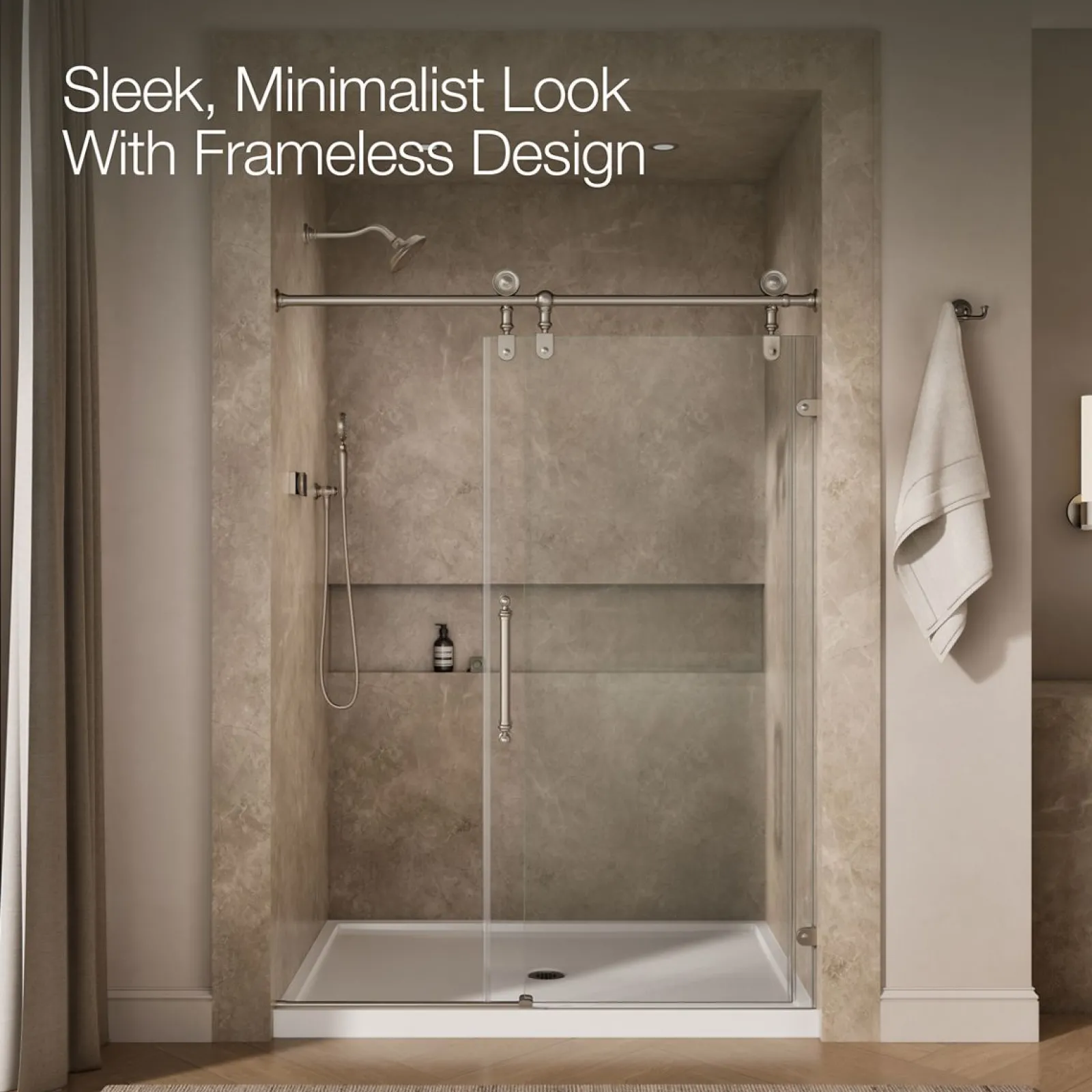 58-1/4"-59-1/4" W x 80-7/8" H sliding shower door with 3/8"-thick Crystal Clear glass^Kohler Outlet