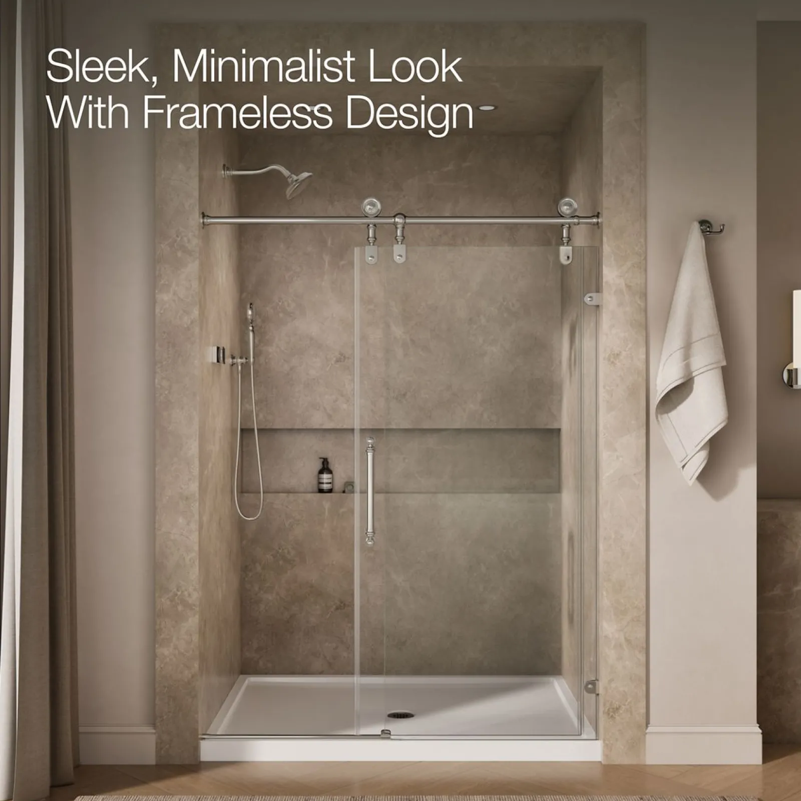 58-1/4"-59-1/4" W x 80-7/8" H sliding shower door with 3/8"-thick Crystal Clear glass^Kohler Outlet