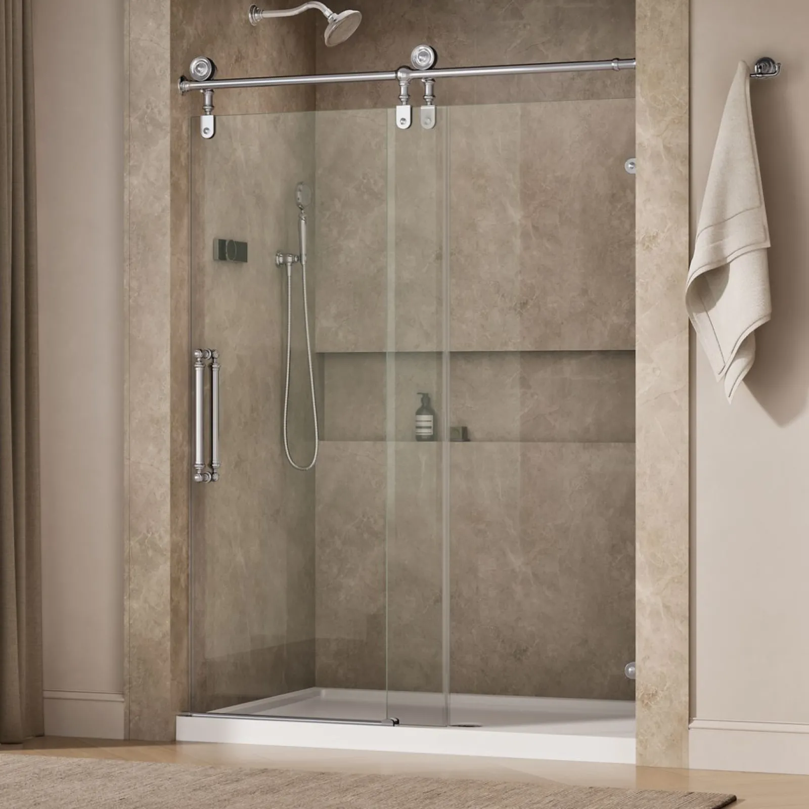58-1/4"-59-1/4" W x 80-7/8" H sliding shower door with 3/8"-thick Crystal Clear glass^Kohler Outlet