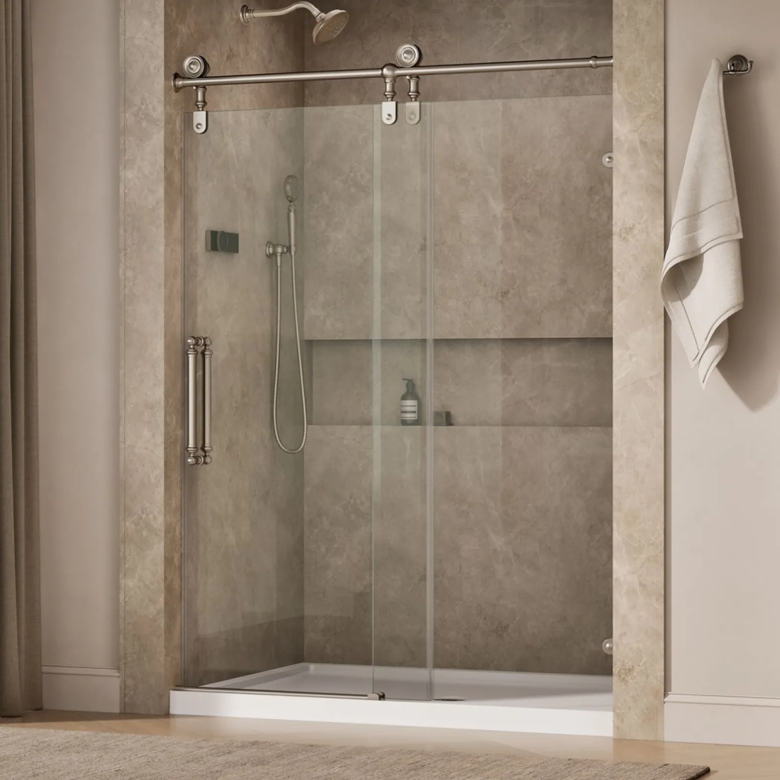 58-1/4"-59-1/4" W x 80-7/8" H sliding shower door with 3/8"-thick Crystal Clear glass^Kohler Outlet