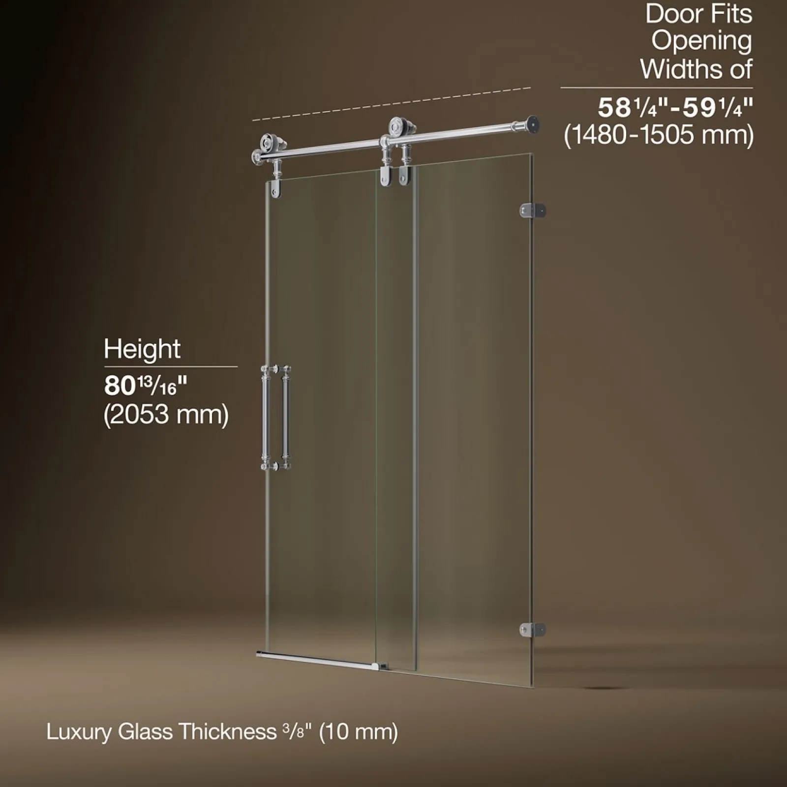 58-1/4"-59-1/4" W x 80-7/8" H sliding shower door with 3/8"-thick Crystal Clear glass^Kohler Outlet