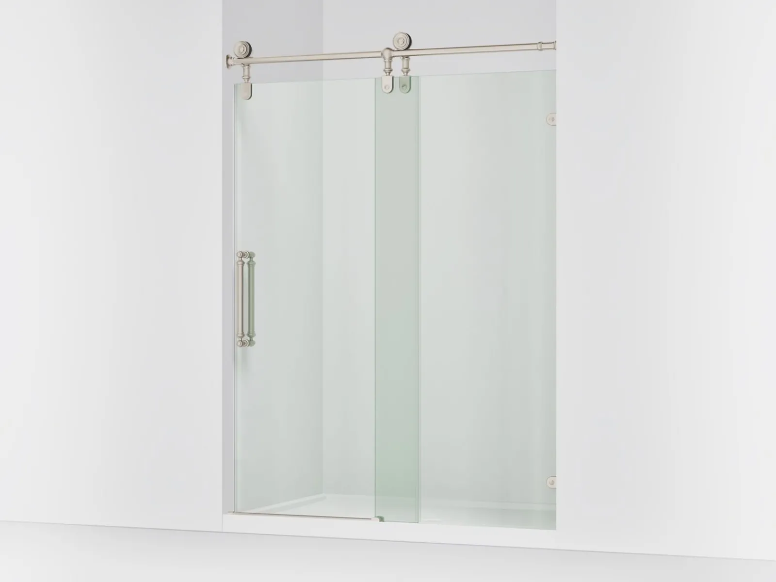 57-1/4"-58-1/4" W x 80-7/8" H sliding shower door with 3/8"-thick Crystal Clear glass^Kohler