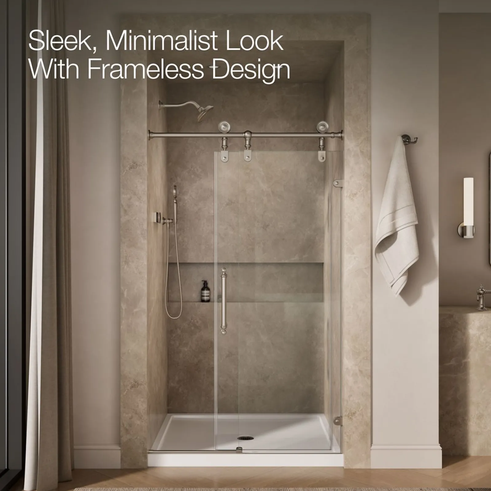 46-1/4"-47-1/4" W x 80-7/8" H sliding shower door with 3/8"-thick Crystal Clear glass^Kohler Clearance