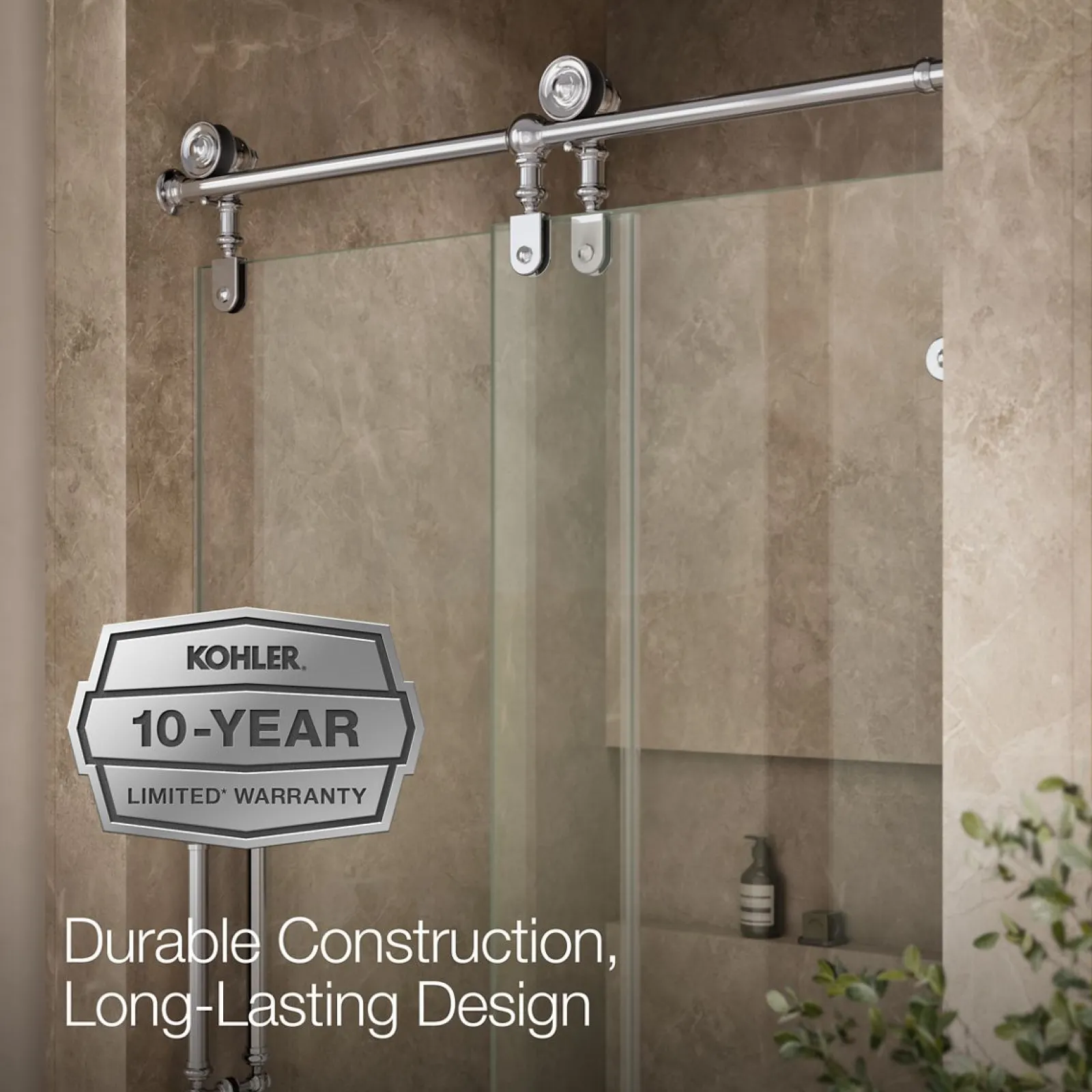 46-1/4"-47-1/4" W x 80-7/8" H sliding shower door with 3/8"-thick Crystal Clear glass^Kohler Clearance