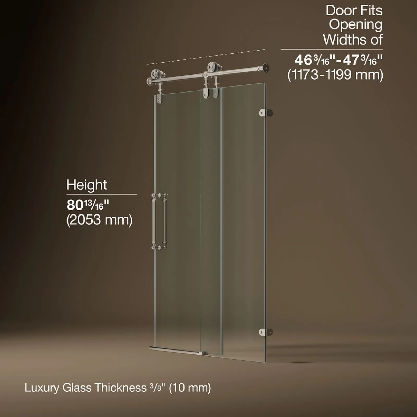 46-1/4"-47-1/4" W x 80-7/8" H sliding shower door with 3/8"-thick Crystal Clear glass^Kohler Clearance