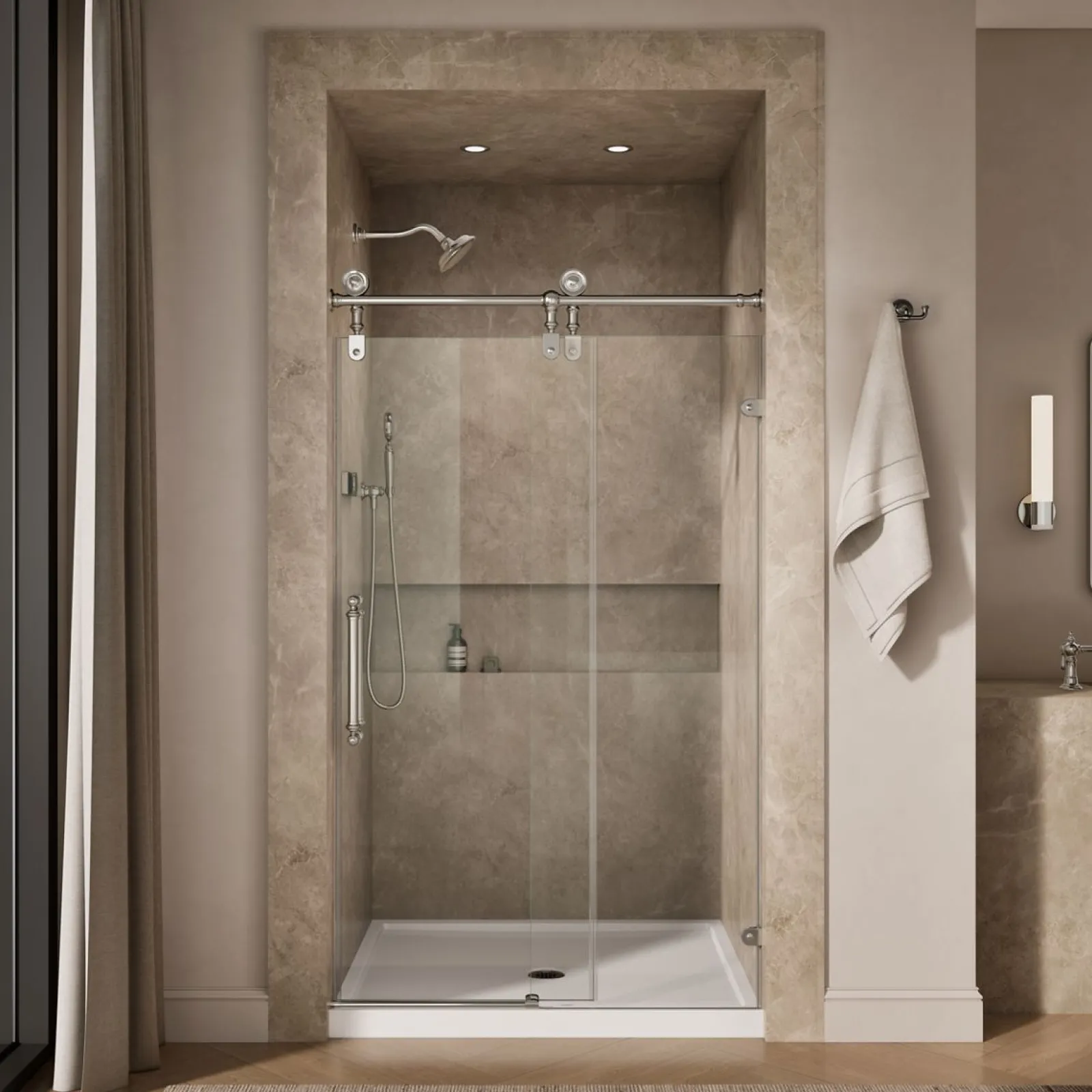 45-1/4"-46-1/4" W x 80-7/8" H sliding shower door with 3/8"-thick Crystal Clear glass^Kohler Outlet