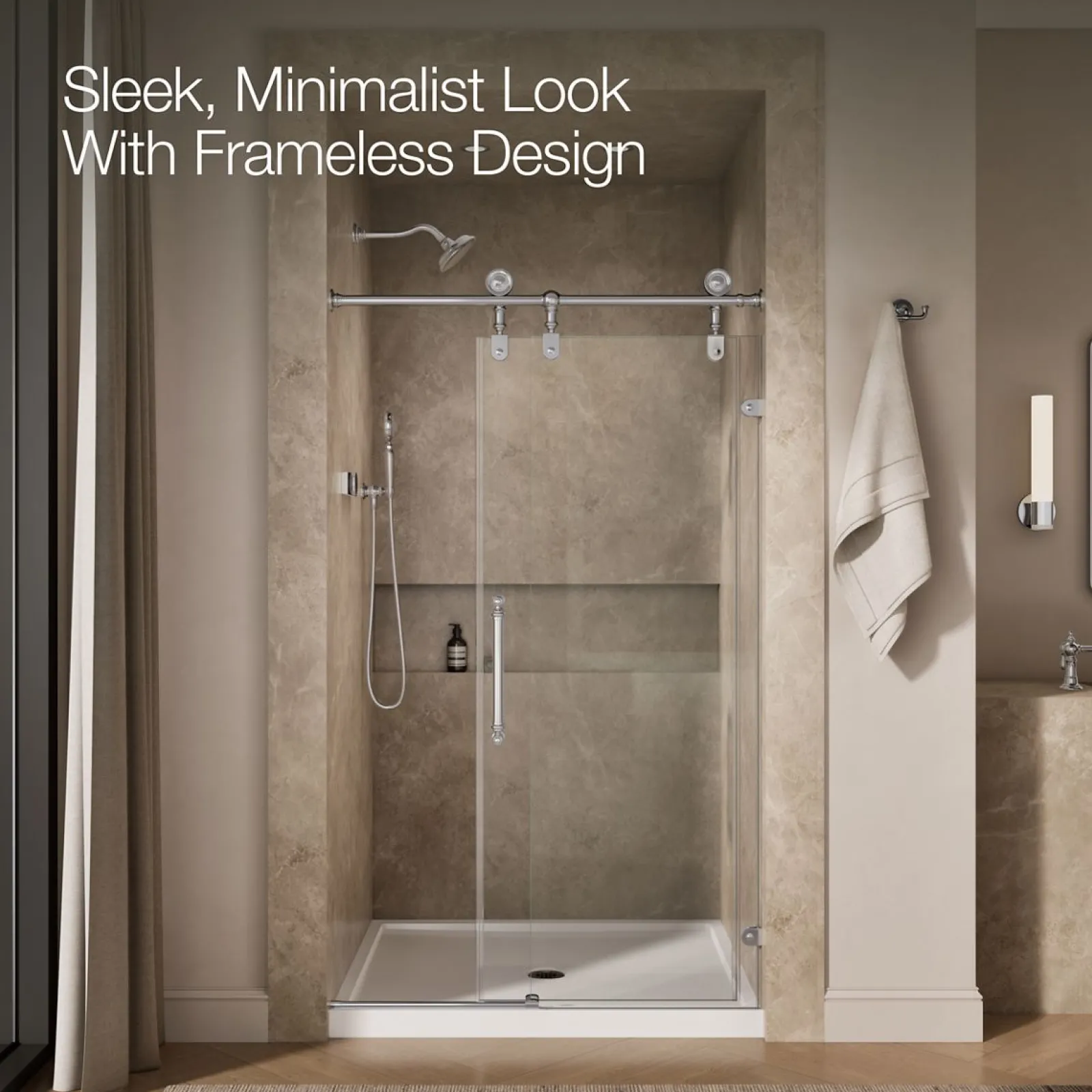45-1/4"-46-1/4" W x 80-7/8" H sliding shower door with 3/8"-thick Crystal Clear glass^Kohler Outlet