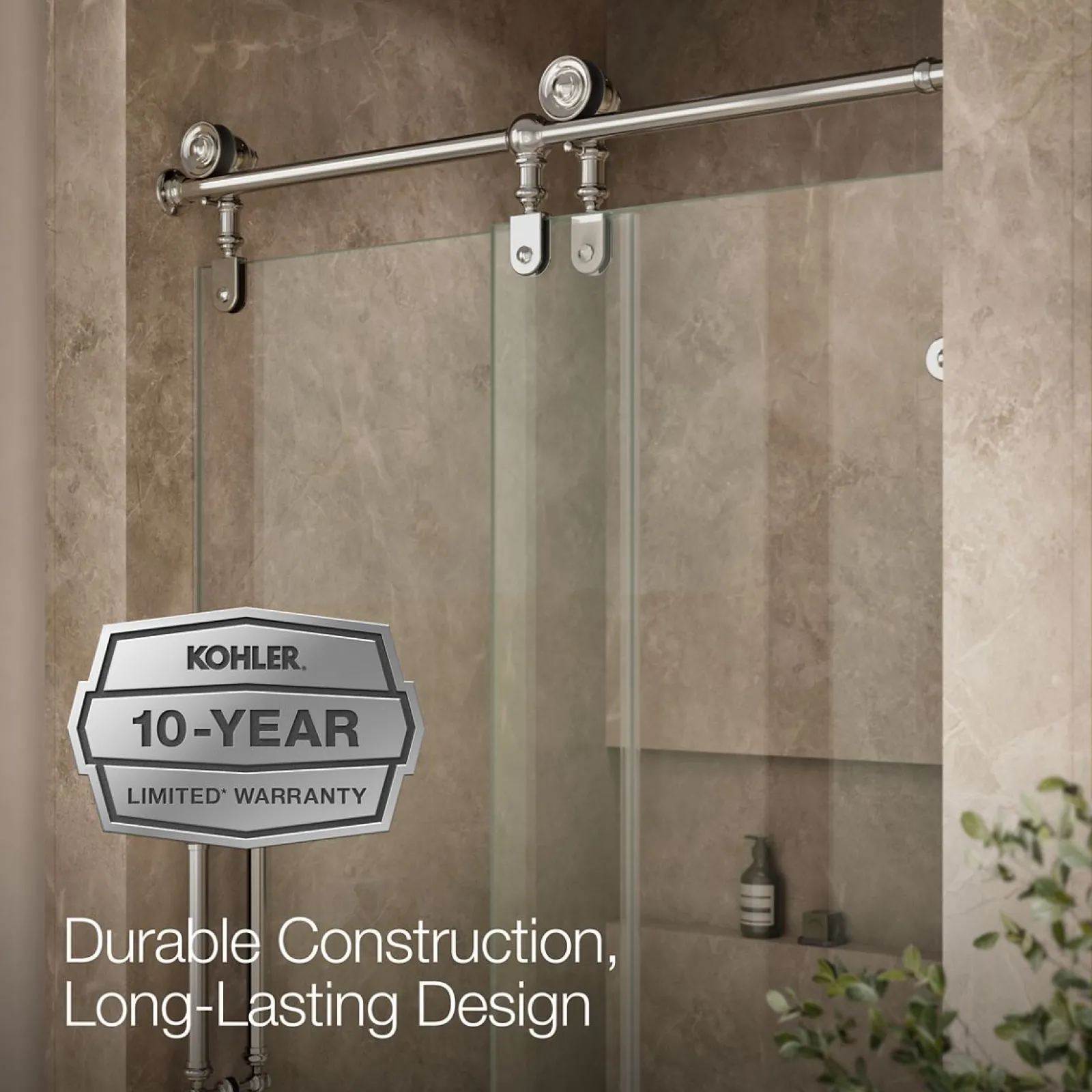 45-1/4"-46-1/4" W x 80-7/8" H sliding shower door with 3/8"-thick Crystal Clear glass^Kohler Outlet