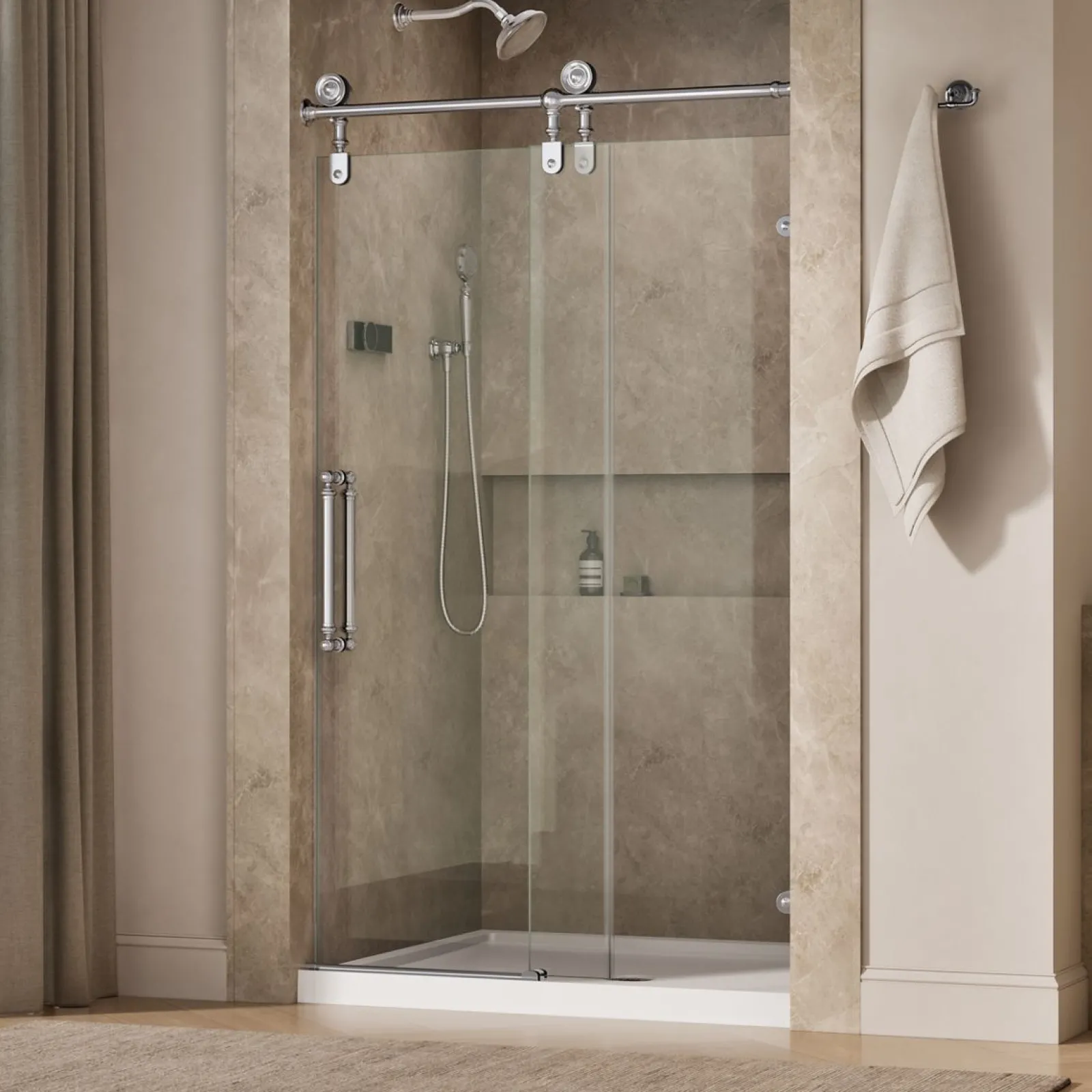 45-1/4"-46-1/4" W x 80-7/8" H sliding shower door with 3/8"-thick Crystal Clear glass^Kohler Outlet