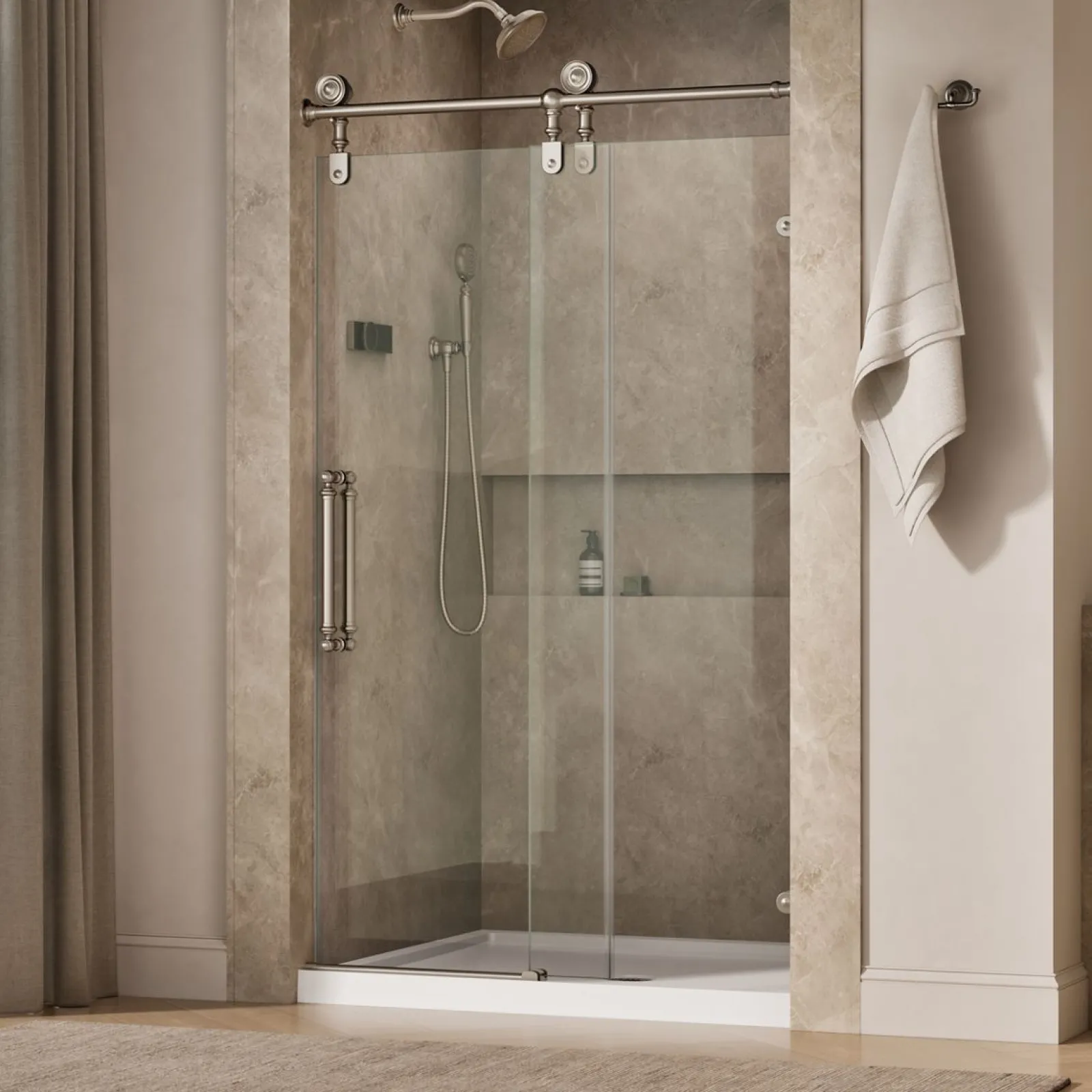 45-1/4"-46-1/4" W x 80-7/8" H sliding shower door with 3/8"-thick Crystal Clear glass^Kohler Outlet