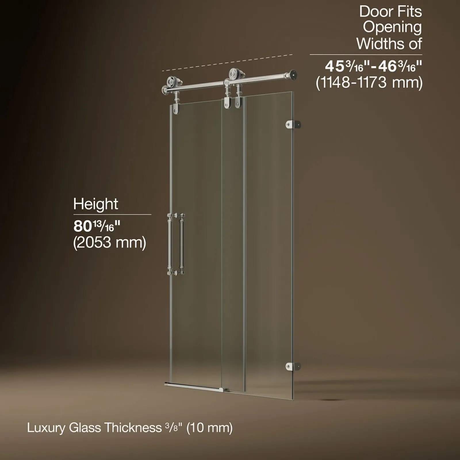 45-1/4"-46-1/4" W x 80-7/8" H sliding shower door with 3/8"-thick Crystal Clear glass^Kohler Outlet