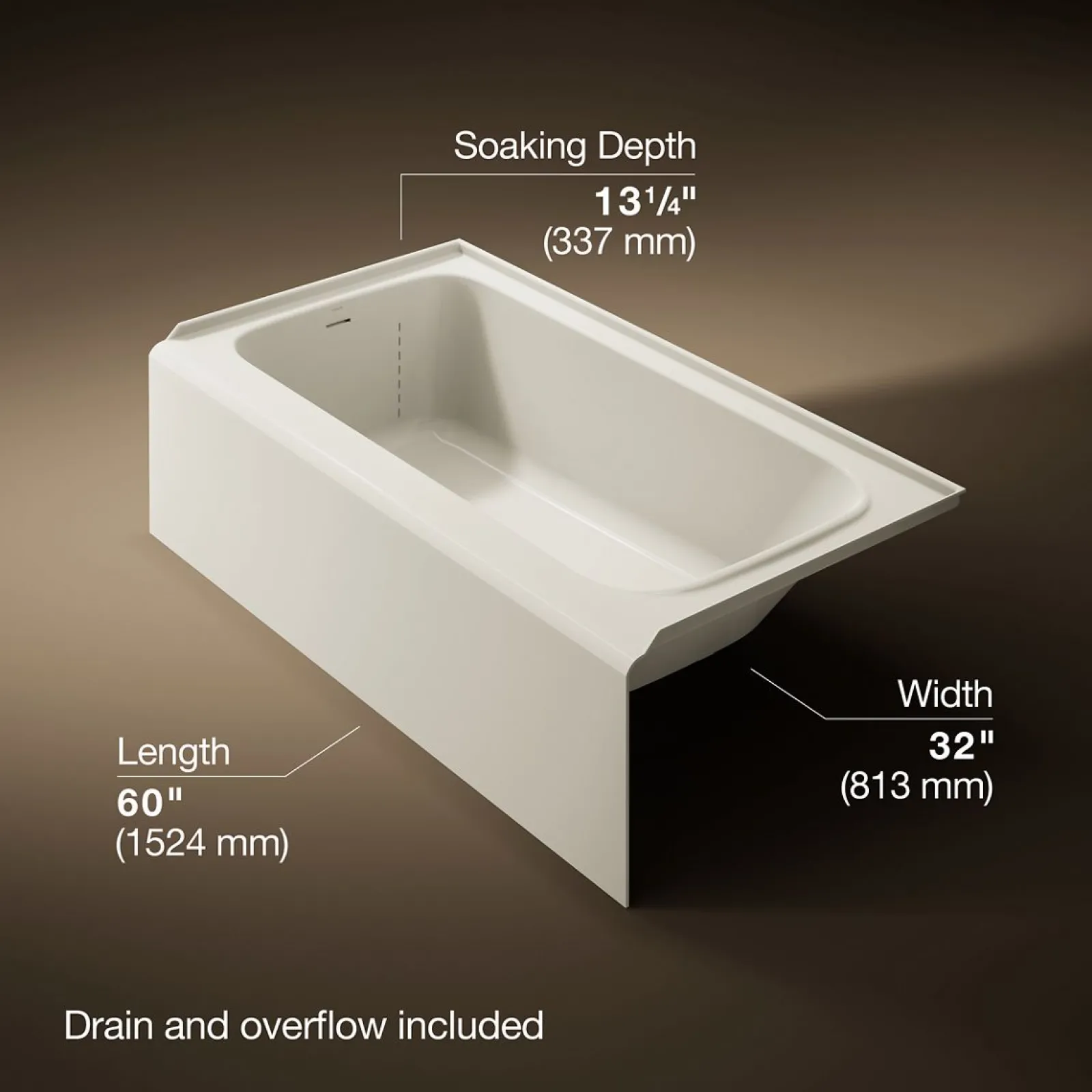 60" x 32" alcove bath, left drain^Kohler Clearance