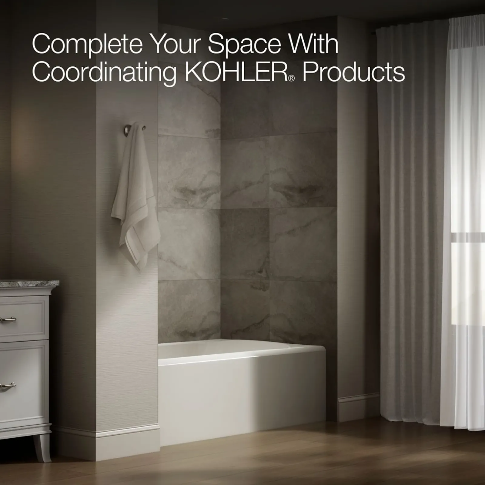 60" x 36" alcove bath, left drain^Kohler Hot