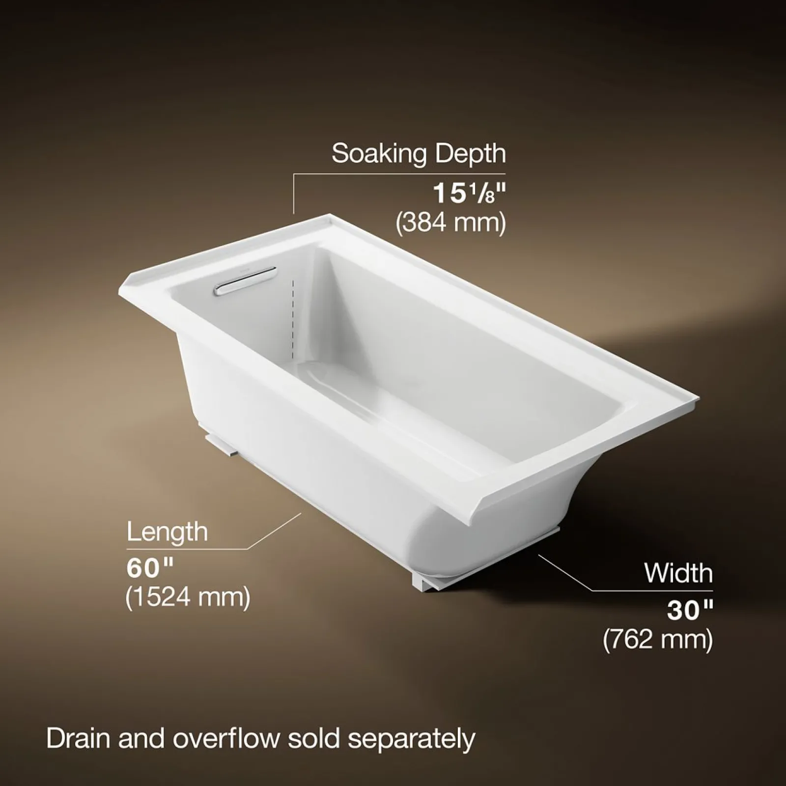 60" x 30" alcove bath, left drain^Kohler Online