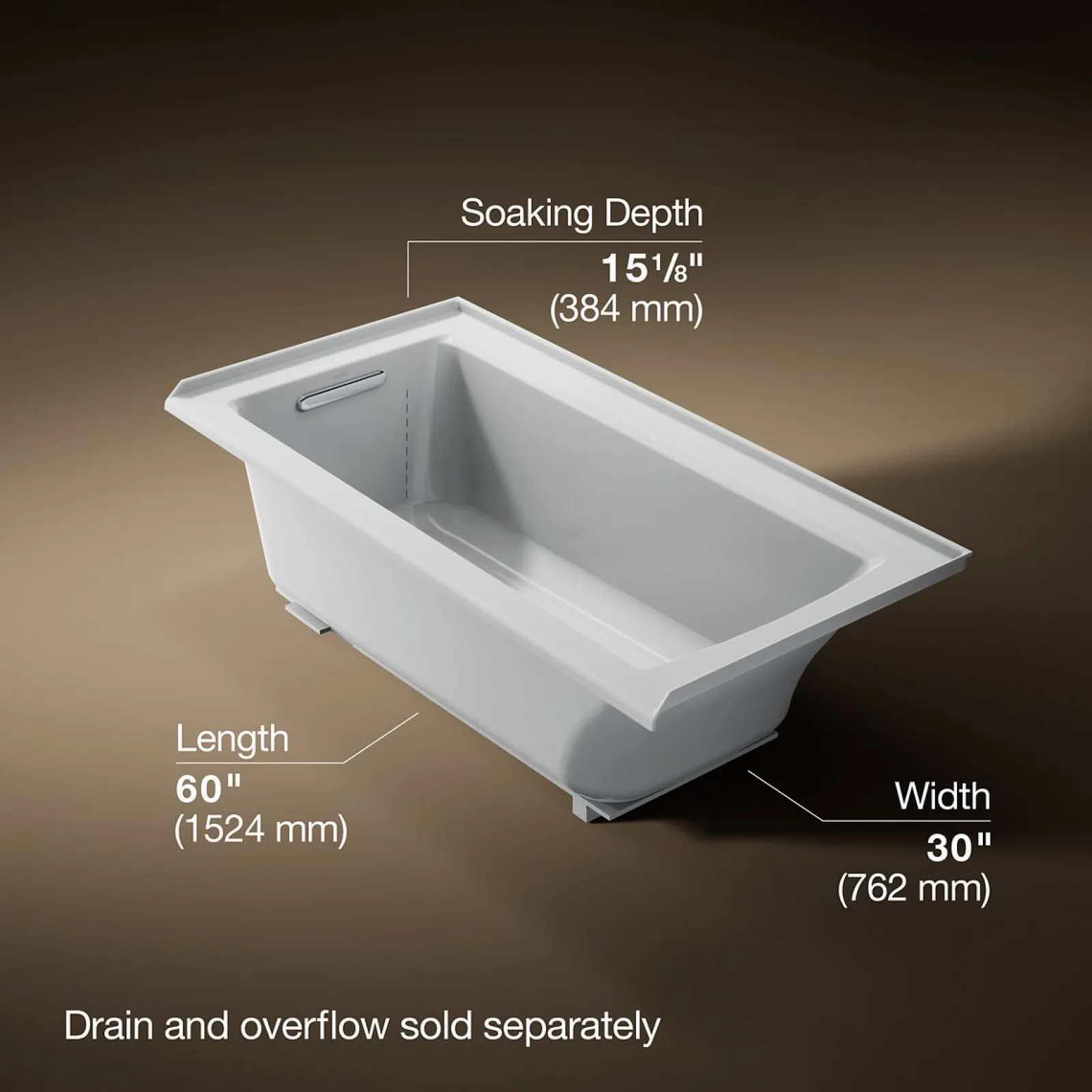 60" x 30" alcove bath, left drain^Kohler Online