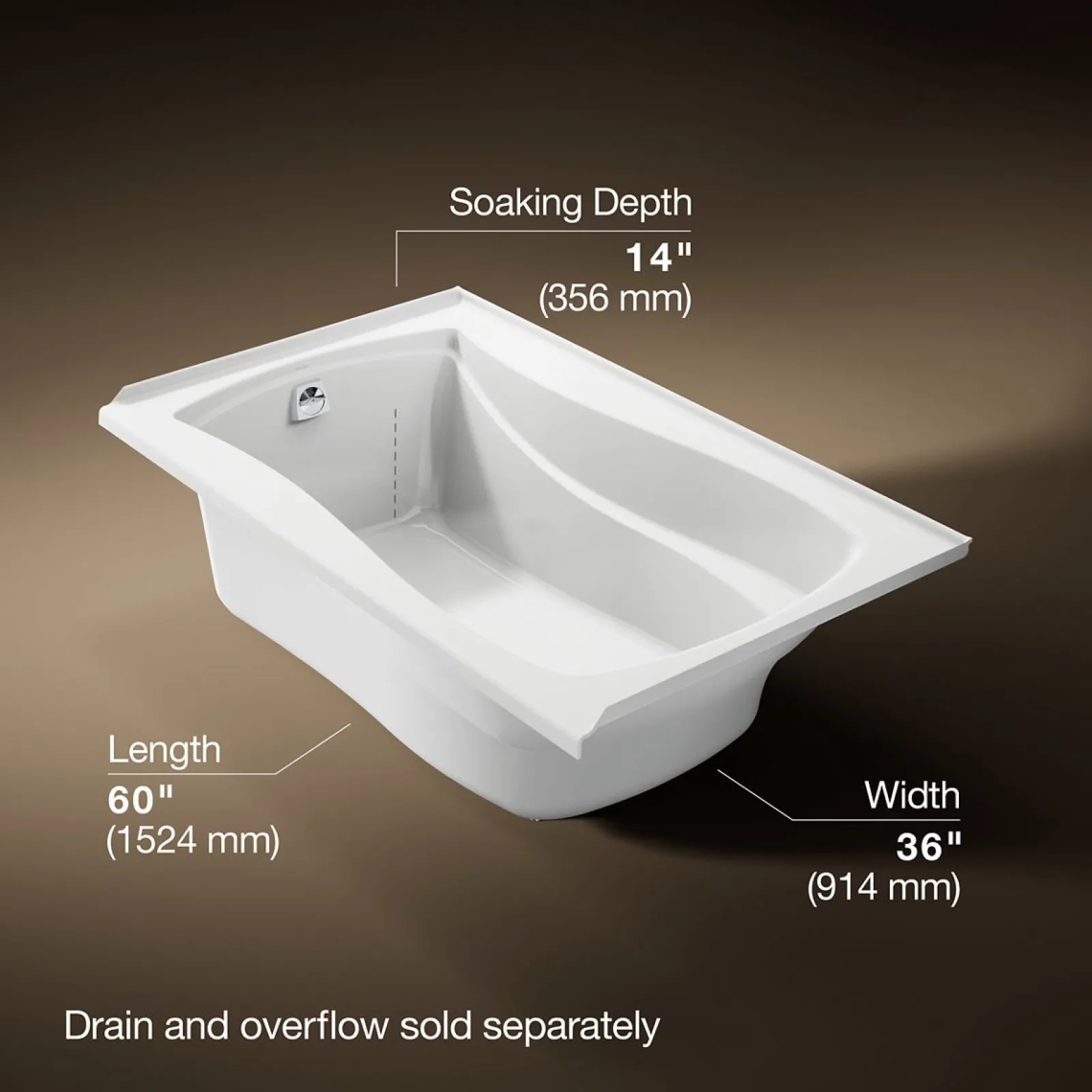 60" x 36" alcove bath, left drain^Kohler Clearance