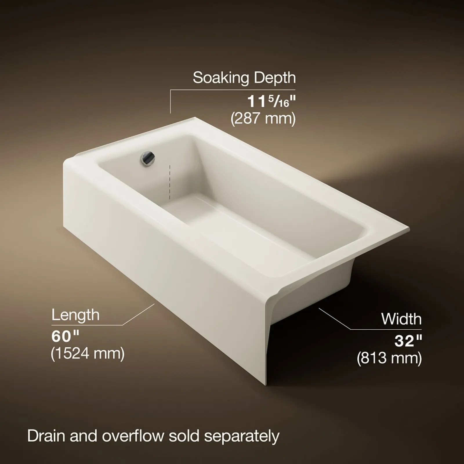 60" x 32" alcove bath, left drain^Kohler Online