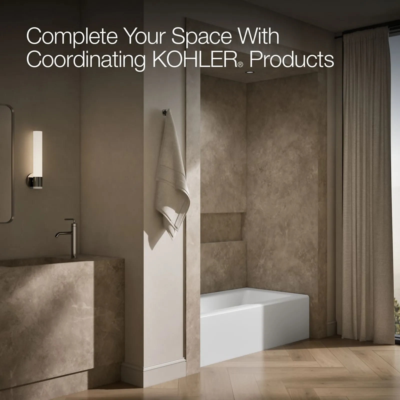 66" x 32" alcove bath, left drain^Kohler