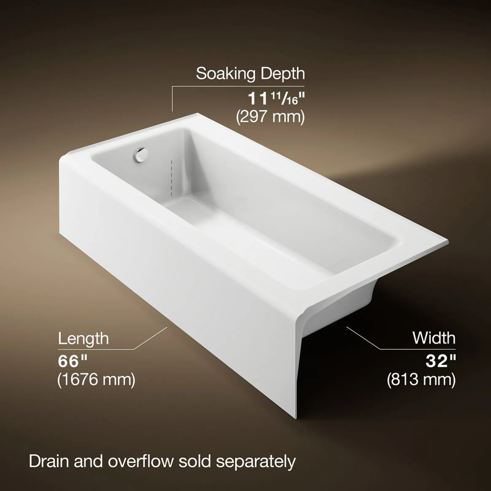 66" x 32" alcove bath, left drain^Kohler