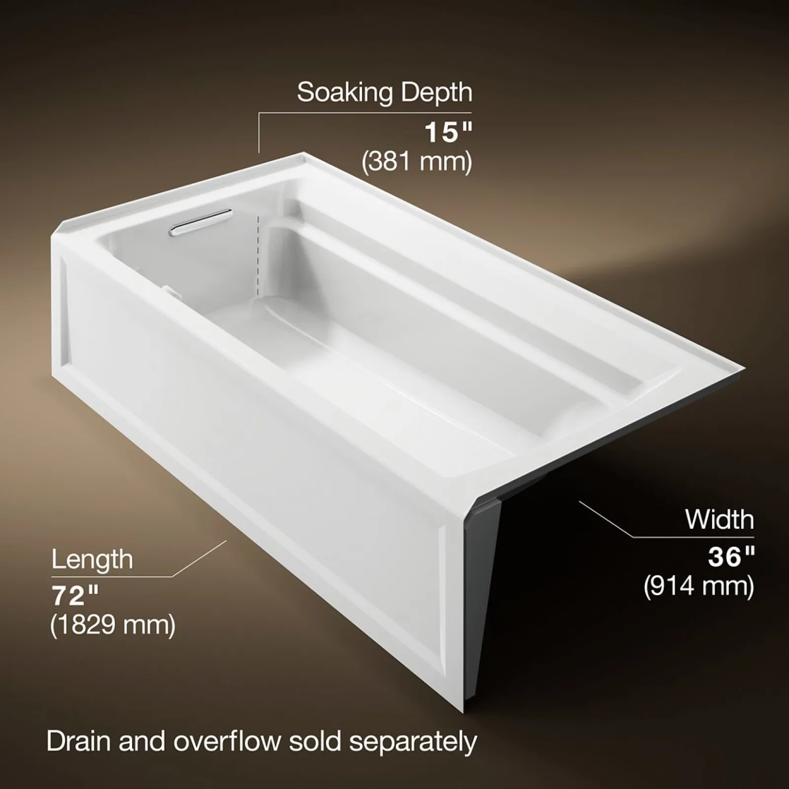 72" x 36" alcove bath with Bask® heated surface, left drain^Kohler Discount
