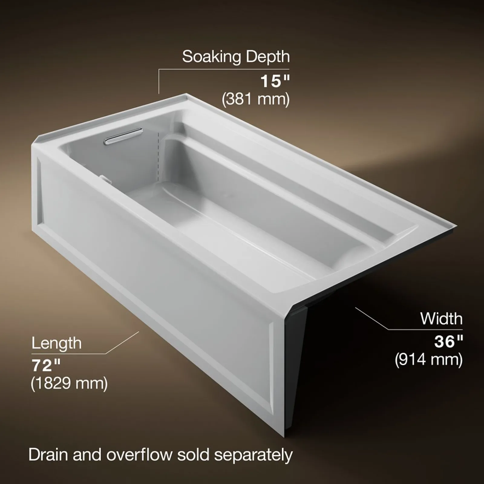 72" x 36" alcove bath with Bask® heated surface, left drain^Kohler Discount