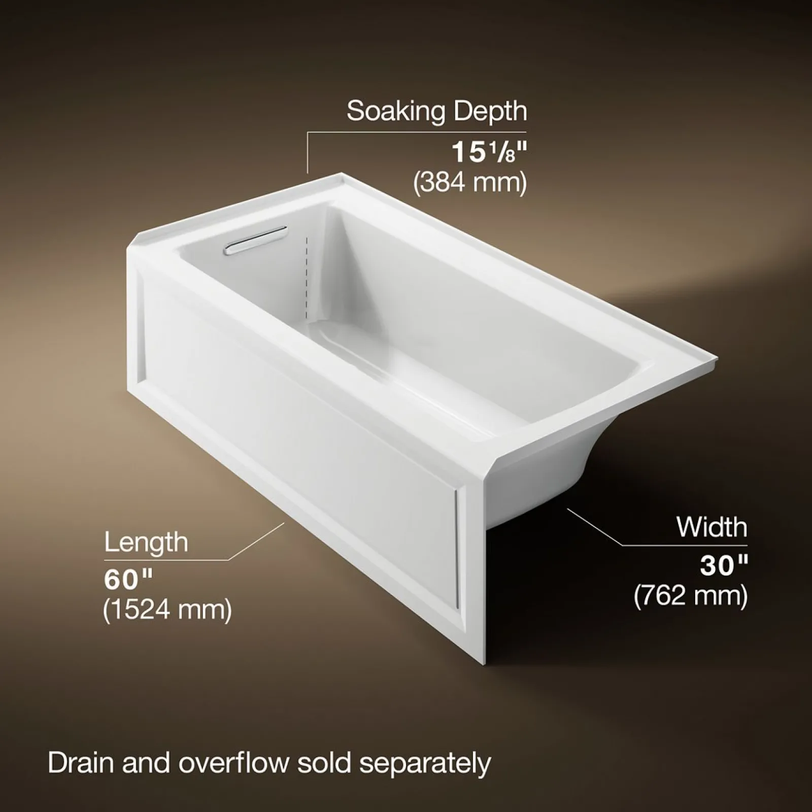 60" x 30" alcove bath with Bask® heated surface, alcove left drain^Kohler New