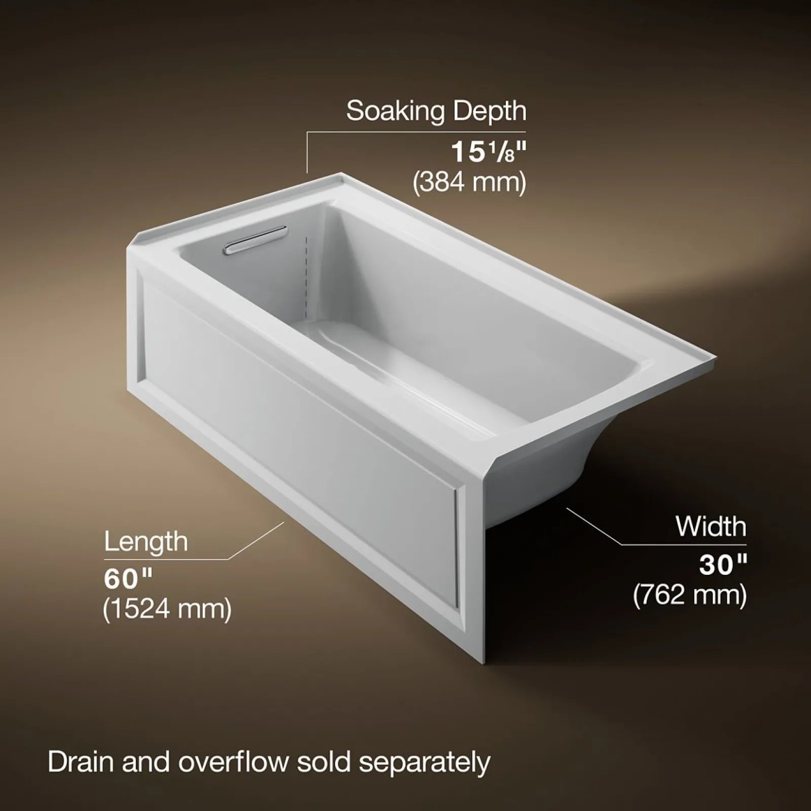 60" x 30" alcove bath with Bask® heated surface, alcove left drain^Kohler New
