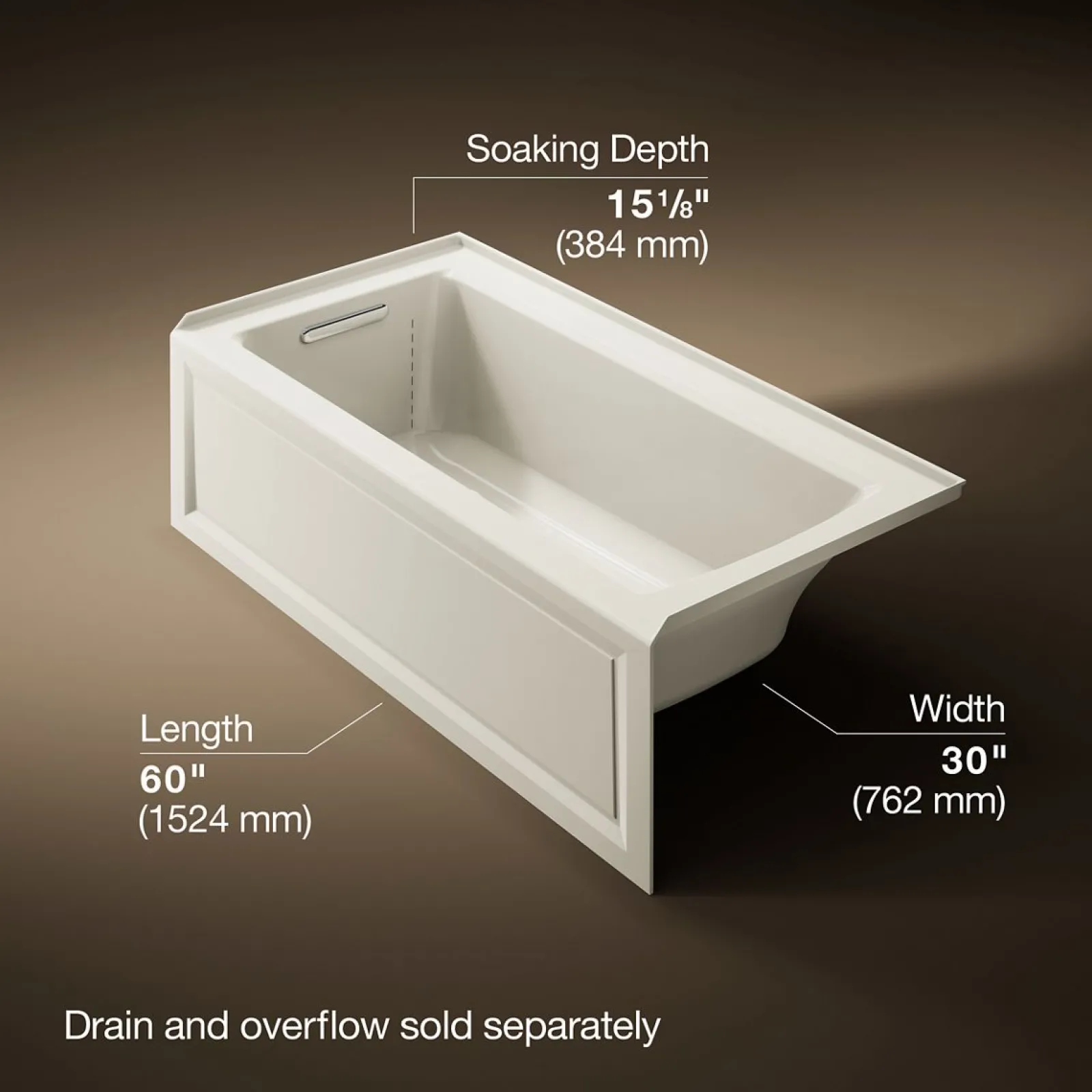 60" x 30" alcove bath with Bask® heated surface, alcove left drain^Kohler New