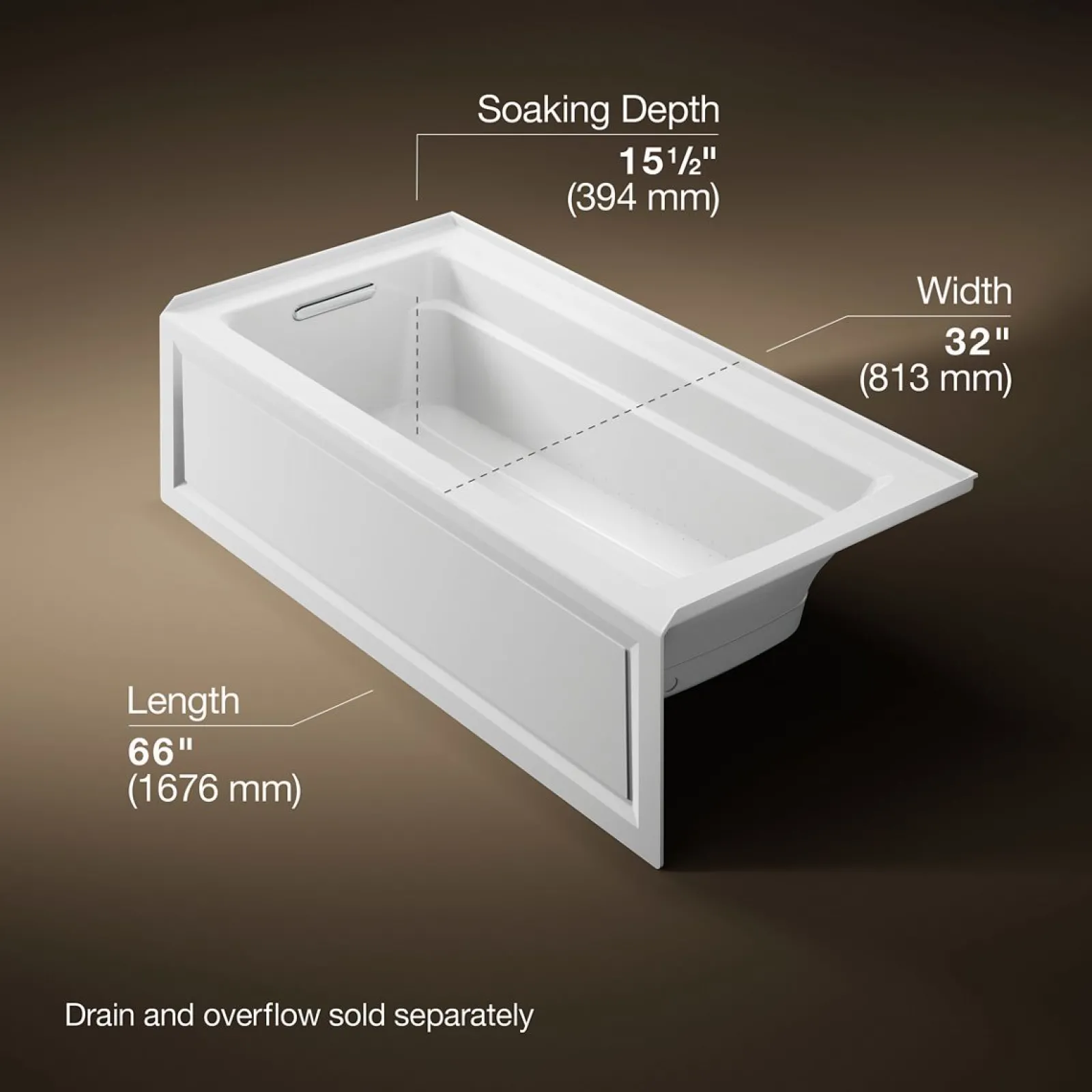 66" x 32" alcove Heated BubbleMassage™ air bath, left drain^Kohler Sale