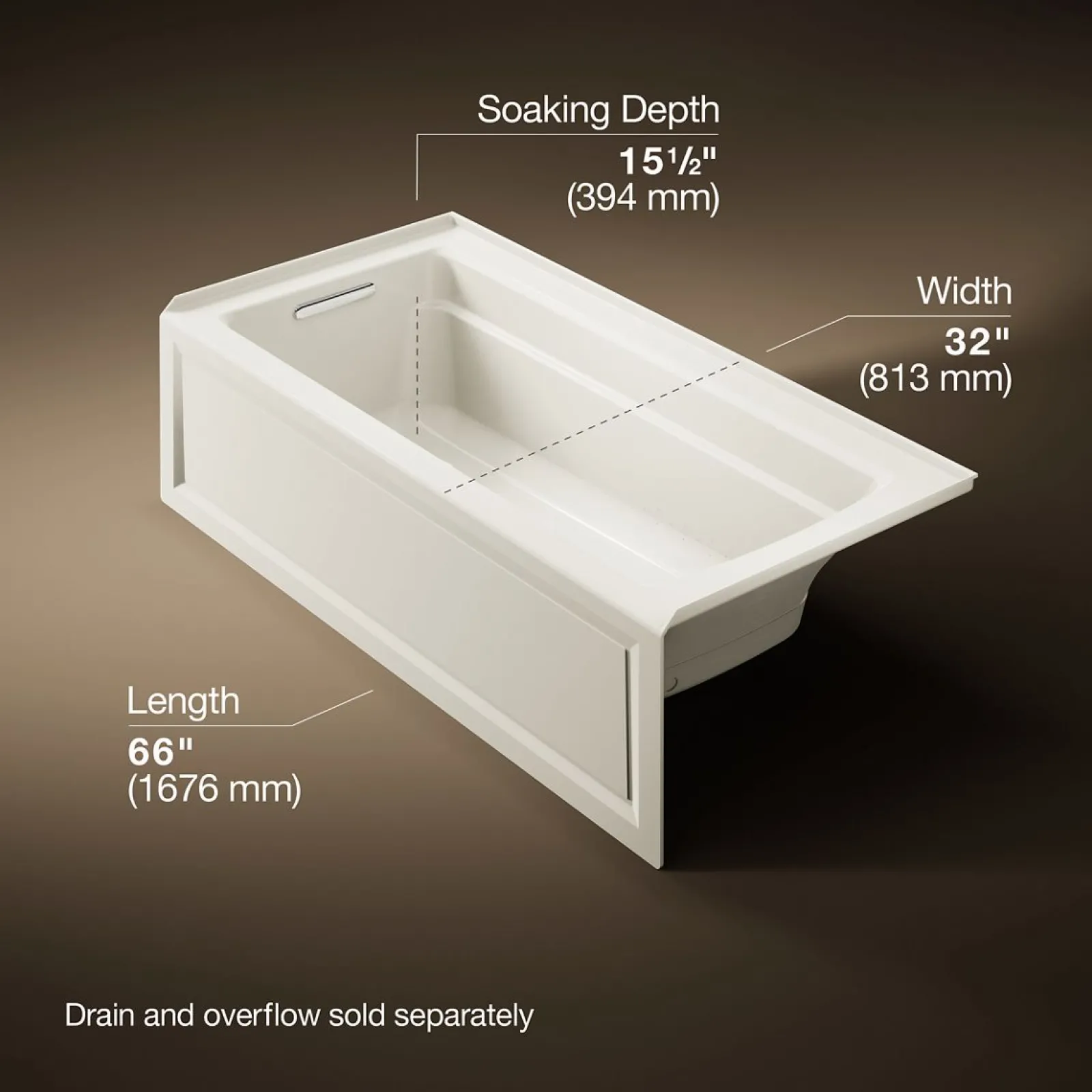 66" x 32" alcove Heated BubbleMassage™ air bath, left drain^Kohler Sale