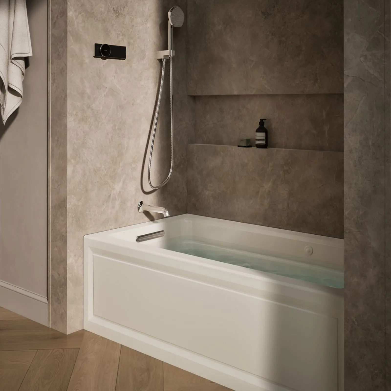 60" x 32" alcove Heated BubbleMassage™ air bath and whirlpool, left drain^Kohler