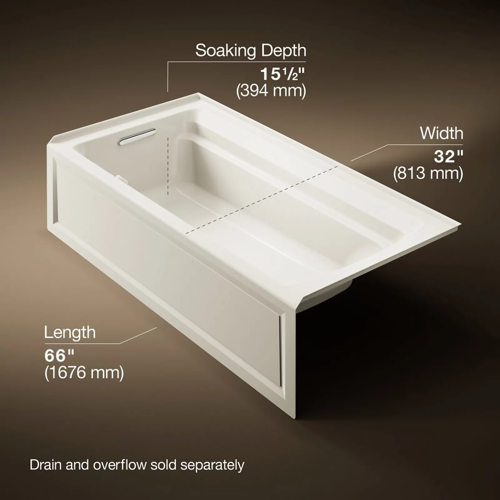72" x 36" alcove Heated BubbleMassage™ air bath, left drain^Kohler Sale