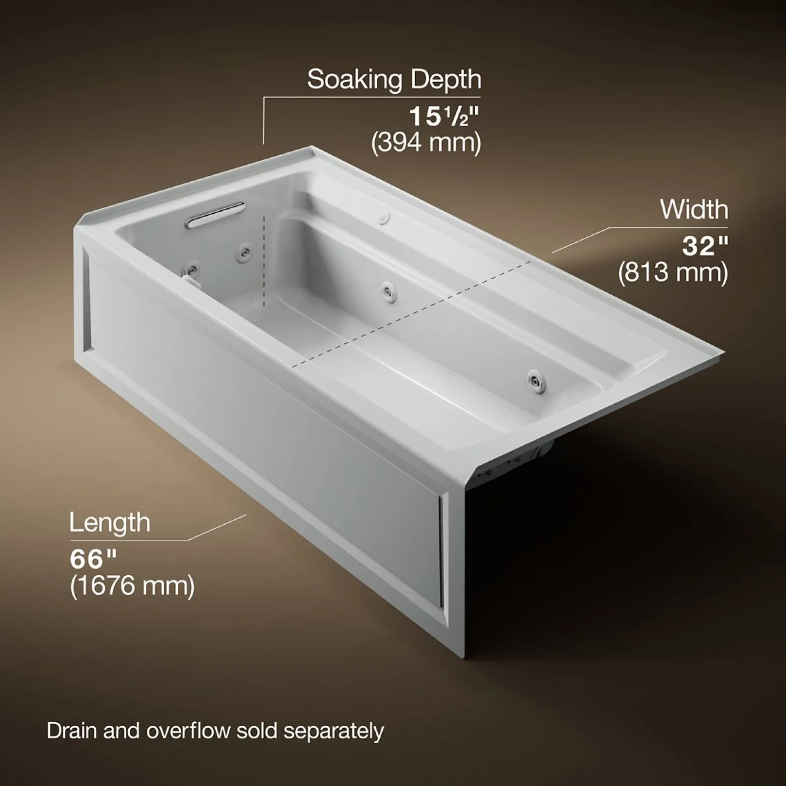 72" x 36" alcove Heated BubbleMassage™ air bath and whirlpool, left drain^Kohler Discount