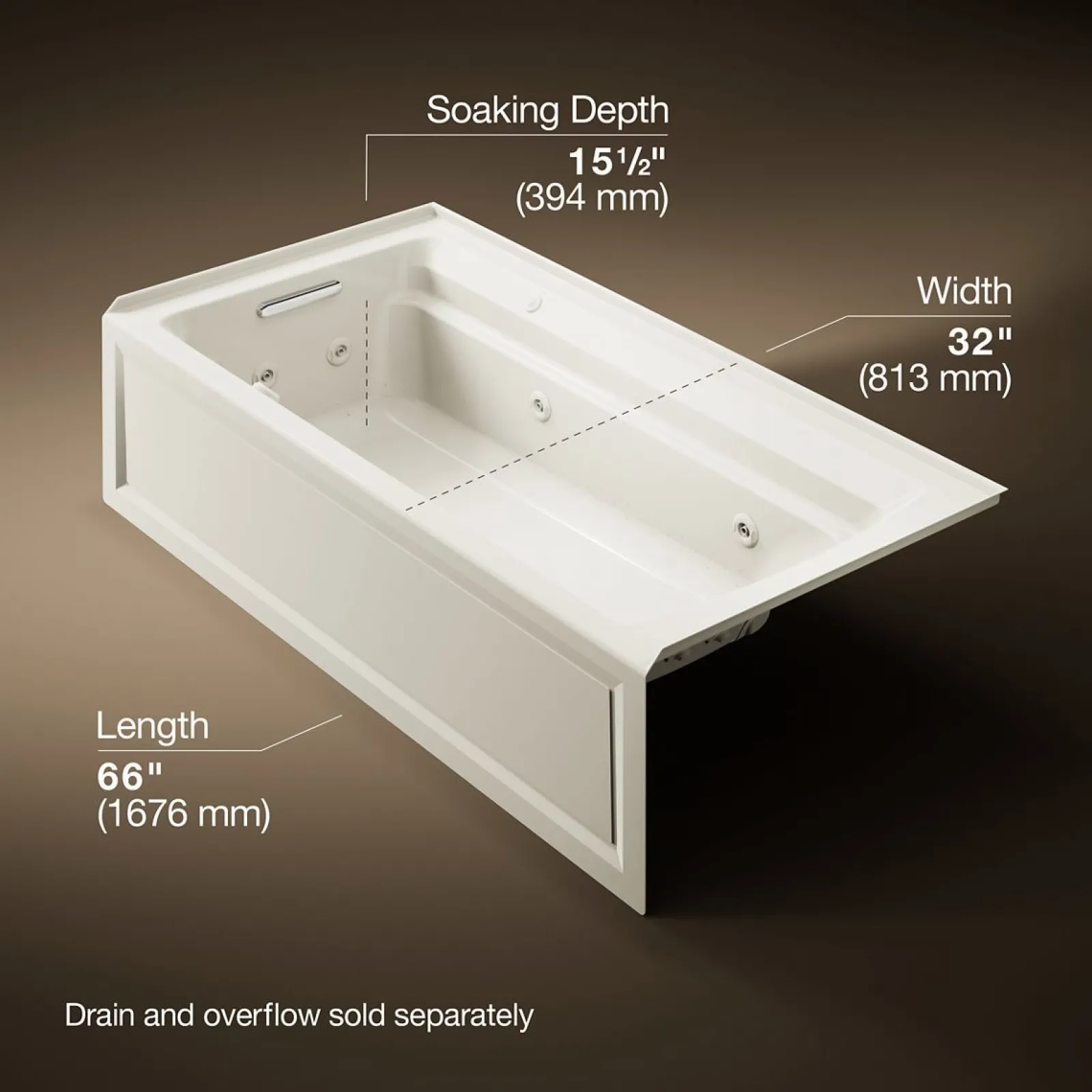 72" x 36" alcove Heated BubbleMassage™ air bath and whirlpool, left drain^Kohler Discount