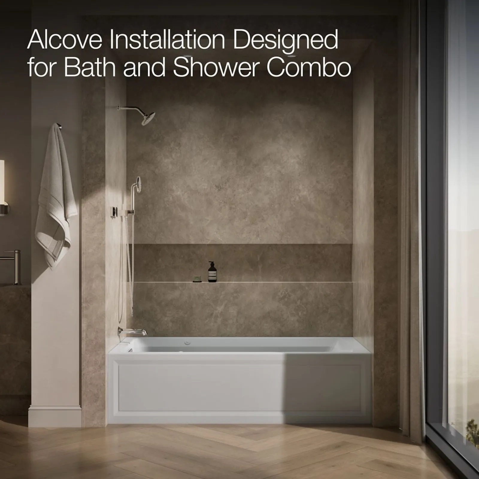 72" x 36" alcove Heated BubbleMassage™ air bath and whirlpool, left drain^Kohler Discount