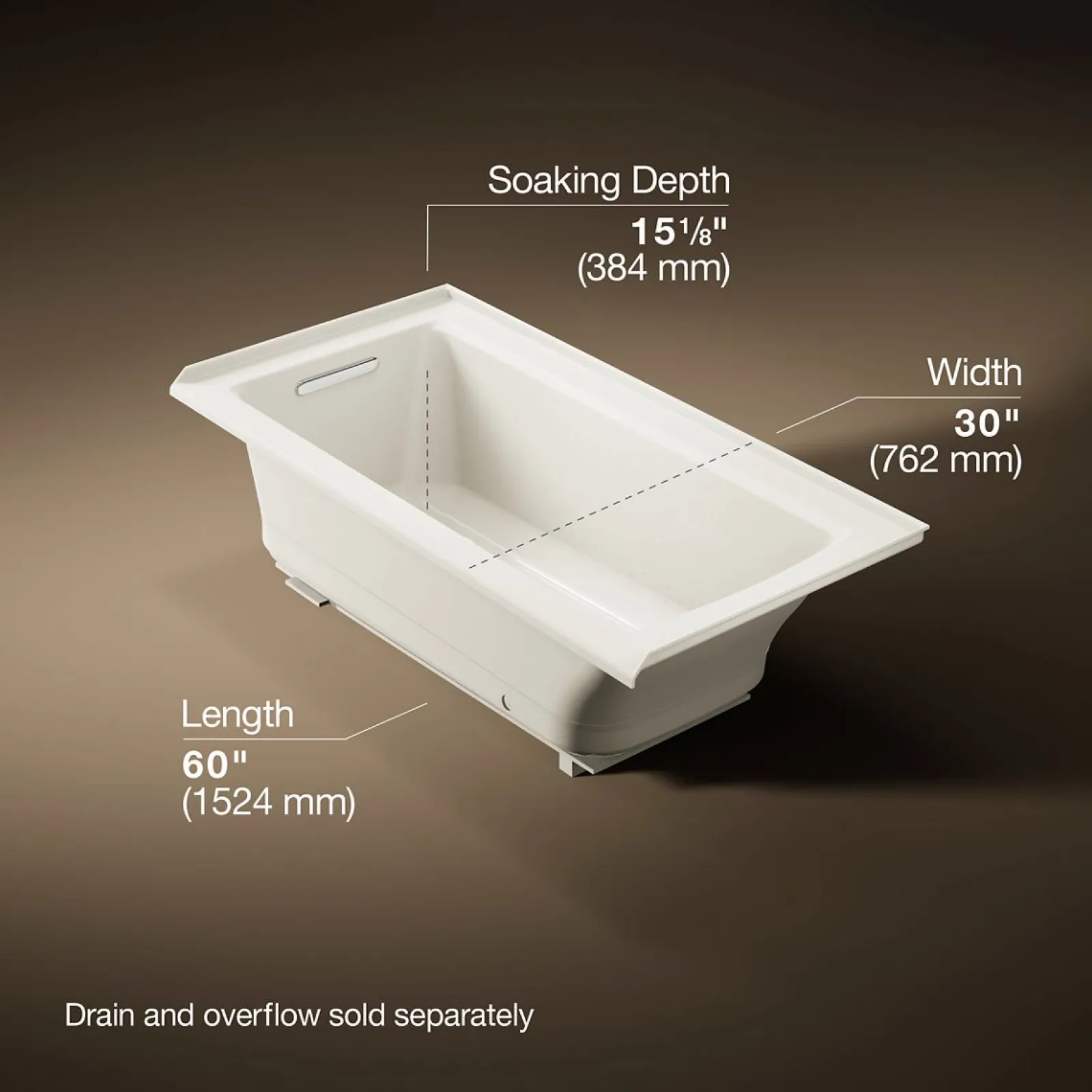 60" x 30" alcove Heated BubbleMassage™ air bath, left drain^Kohler Best