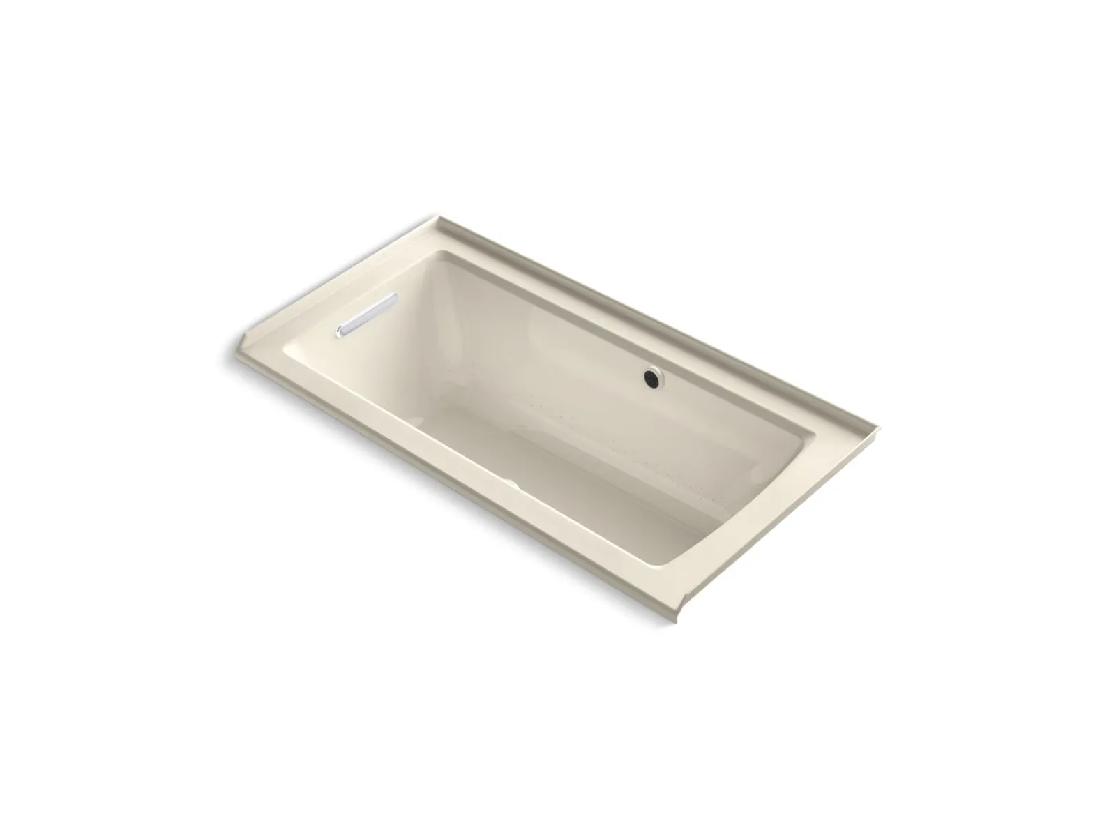 60" x 30" alcove Heated BubbleMassage™ air bath with Bask® heated surface, left drain^Kohler