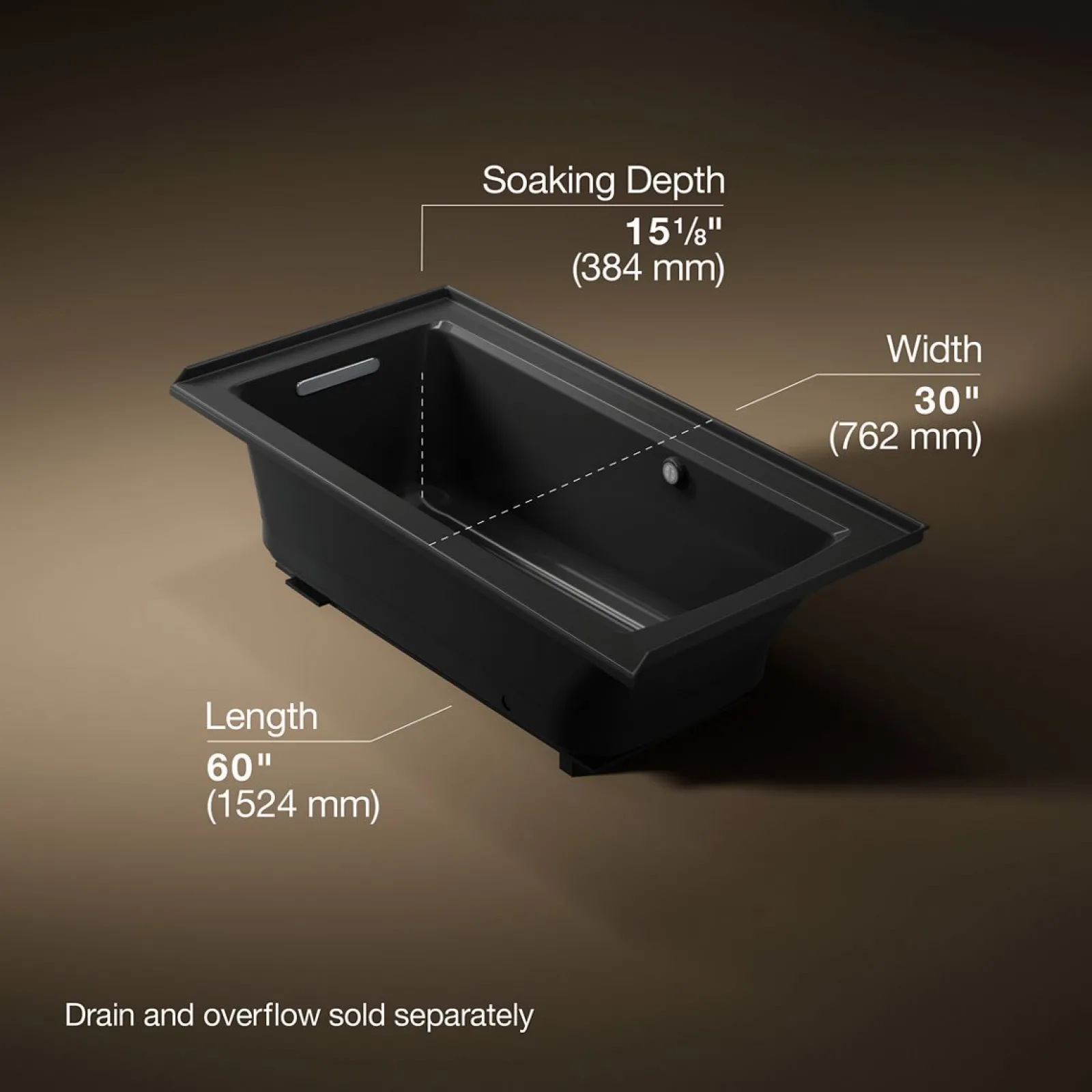 60" x 30" alcove Heated BubbleMassage™ air bath with Bask® heated surface, left drain^Kohler